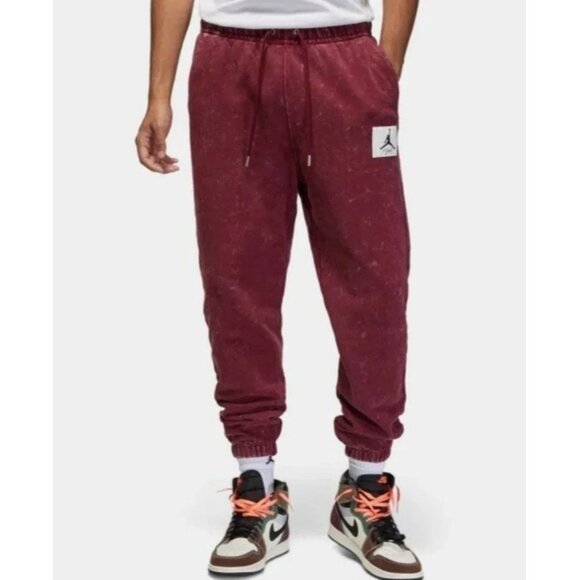 Jordan Essentials Men's Fleece Alpha Pants Burgundy Cotton Size Large. - Picture 1 of 9